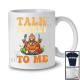 Talk Turkey To Me, Humorous Thanksgiving Nude Turkey On Dish Meal, Dinner Family Group T-Shirt