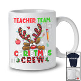 Teacher Team Christmas Crew; Fantastic X-mas Red Plaid Reindeer Face; Proud Careers Jobs T-Shirt