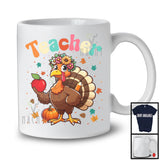 Teacher; Adorable Thanksgiving Turkey Flowers; Working Matching Careers Jobs Proud T-Shirt