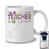 Teacher; Joyful Mardi Gras Jester Hat And Beads Pencil Teacher; Plaid Jobs Careers Family T-Shirt