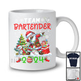 Team Bartender 2024, Cheerful Christmas Dabbing Snowman Santa, Careers Proud Group T-Shirt