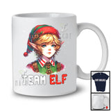 Team Elf; Adorable Christmas ELF Face Snowing Lover; Matching Pajama Family X-mas Group T-Shirt