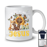 Tell You About My Jesus, Adorable Corgi Owner Lover, Leopard Sunflowers Cross Butterflies T-Shirt