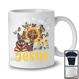 Tell You About My Jesus, Adorable German Shepherd Owner Lover, Leopard Sunflowers Cross Butterflies T-Shirt