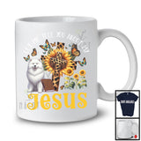 Tell You About My Jesus, Adorable Samoyed Owner Lover, Leopard Sunflowers Cross Butterflies T-Shirt