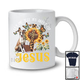 Tell You About My Jesus, Adorable Whippet Owner Lover, Leopard Sunflowers Cross Butterflies T-Shirt