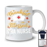 Thankful And Blessed CNA Nurse; Wonderful Thanksgiving Nurse Hat Fall Leaf; Matching Nursing T-Shirt