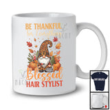 Thankful For Everything Blessed Hair Stylist; Amazing Thanksgiving Leopard Gnome; Pumpkins T-Shirt