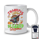 Thankful Grateful Blessed Grandma; Amazing Thanksgiving Dabbing Turkey; Fall Leaves Family T-Shirt