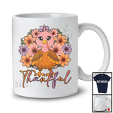 Thankful; Adorable Thanksgiving Turkey Lover Flowers; Floral Matching Girls Women Family Group T-Shirt