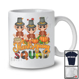 Thanksgiving Squad; Adorable Plaid Pumpkin Fall Leaf Three Pilgrim Monkeys, Animal Lover T-Shirt