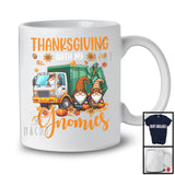 Thanksgiving With My Gnomies, Lovely Gnomes Driving Garbage Truck, Fall Leaves Pumpkin T-Shirt