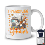 Thanksgiving With My Gnomies, Lovely Gnomes Driving Truck Driver, Fall Leaves Pumpkin T-Shirt