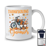 Thanksgiving With My Gnomies, Lovely Gnomes Riding Dirt Bike Driver, Fall Leaves Pumpkin T-Shirt