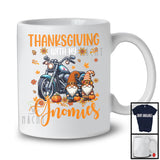 Thanksgiving With My Gnomies, Lovely Gnomes Riding Motorcycle Driver, Fall Leaves Pumpkin T-Shirt