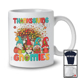 Thanksgiving With My Gnomies, Lovely Group Of Four Gnomes, Fall Leaves Tree Pumpkins T-Shirt