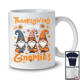 Thanksgiving With My Gnomies, Lovely Thanksgiving Three Gnomes Fall Leaves, Family Friends Group T-Shirt