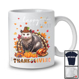 Thanksgiving; Lovely Fall Pumpkin Turkey Opossum Wild Animal Plaid; Dinner Family Group T-Shirt