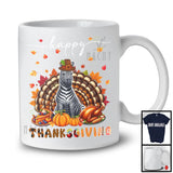 Thanksgiving; Lovely Fall Pumpkin Turkey Zebra Wild Animal Plaid; Dinner Family Group T-Shirt