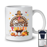 The Busy Turkey; Humorous Thanksgiving Emotions Turkey Pumpkin Pie; Fall Leaves Family T-Shirt