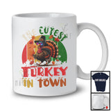 The Cutest Turkey In Town, Humorous Thanksgiving Turkey Wearing Sunglasses, Vintage Retro T-Shirt