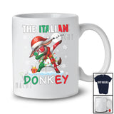 The Italian Donkey; Humorous Christmas Santa Donkey Dabbing; Italian Flag Family Group T-Shirt