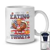 They Are Eating The Turkeys; Sarcastic Thanksgiving Turkey Trump American Flag; Plaid Pumpkins T-Shirt