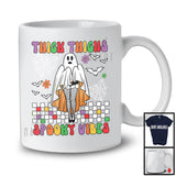 Thick Thighs Spooky Vibes; Sarcastic Halloween Boo Ghost Women; Workout Gym Group T-Shirt