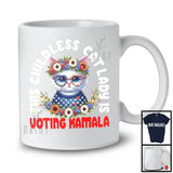 This Childless Cat Lady Is Voting Kamala; Adorable Vote President 2024 America Cat Flowers T-Shirt