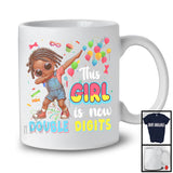 This Girl Is Now 10 Double Digits; Cheerful 10th Birthday Party African; Afro Girls Family T-Shirt