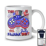 This Is My 4th Of July Pajama Shirt, Proud American Flag Game Controller Gamer, Fireworks Patriotic T-Shirt