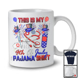 This Is My 4th Of July Pajama Shirt, Proud American Flag Nurse, Fireworks Patriotic Group T-Shirt