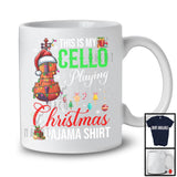 This Is My Cello Playing Christmas Pajama Shirt; Joyful Santa Cello; Musical Instruments T-Shirt