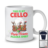 This Is My Cello Playing Christmas Pijama Shirt; Joyful Lights Musical Instruments Player T-Shirt