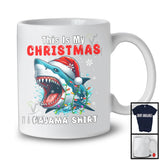 This Is My Christmas Pajama Shirt; Scary Santa Shark Sea Animal Lover; X-mas Lights Snowing T-Shirt