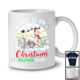 This Is My Christmas Pajama Shirt; Wonderful X-mas Moon Santa Llama; Christmas Lights Family T-Shirt