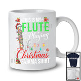 This Is My Flute Playing Christmas Pajama Shirt; Joyful Santa Flute; Musical Instruments T-Shirt