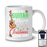 This Is My Guitar Playing Christmas Pajama Shirt; Joyful Santa Guitar; Musical Instruments T-Shirt