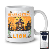 This Is My Human Costume I'm Really A Lion, Horror Halloween Witch Animal, Zombie Hands T-Shirt