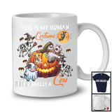 This Is My Human Costume Really A Cow, Scary Halloween Cow Boo Inside Pumpkin, Animal T-Shirt
