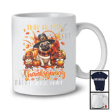 This Is My Thanksgiving Pajama Shirt, Adorable Gnomes Pug Owner, Fall Leaves Pumpkins T-Shirt