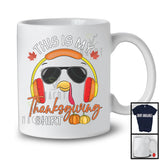 This Is My Thanksgiving Shirt; Lovely Turkey Face Wearing Headphone; Fall Family Group T-Shirt