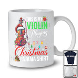 This Is My Violin Playing Christmas Pajama Shirt; Joyful Santa Violin; Musical Instruments T-Shirt