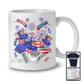 Three American Flag Accordion, Amazing 4th Of July Music Instruments Player, Patriotic Group T-Shirt