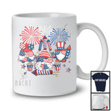 Three American Flag Gnomes Sunglasses Firecracker, Proud 4th Of July Fireworks, Patriotic T-Shirt