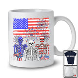 Three American Flag Skeletons, Humorous 4th Of July USA Fireworks Lover, Patriotic Group T-Shirt