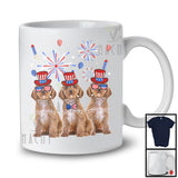 Trois chiens Cockapoo avec des lunettes de drapeau des États-Unis, cool feux d'artifice du 4 juillet drapeau des États-Unis, T-shirt patriotique