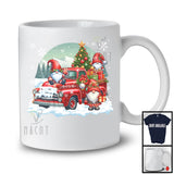 Three Gnomes On Pickup Truck, Lovely Christmas Tree Gnomies On Pickup Truck, Snowing T-Shirt