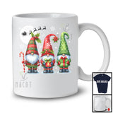 Three Gnomes Squad; Awesome Christmas Moon Snowing; X-mas Matching Family Group T-Shirt