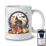 Three Mummy Zombie Witch Dachshund In Carved Pumpkin, Scary Halloween Moon, Family Group T-Shirt